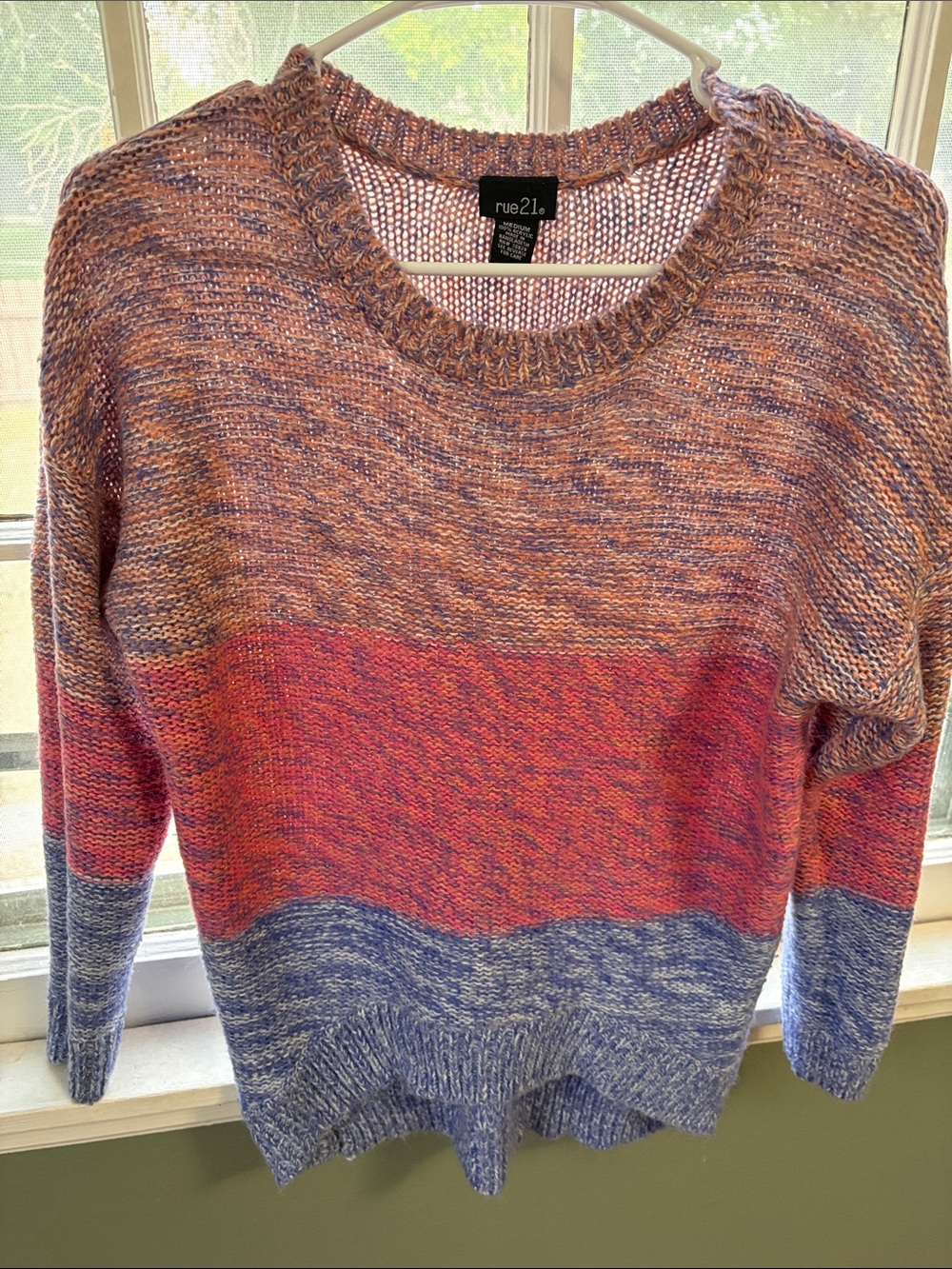rue21 Multicolor Knit Crewneck Sweater - Pink, Blue, Peach